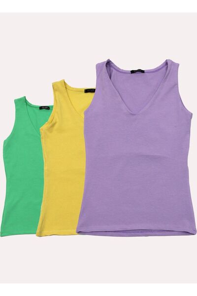 Ceylen 3'lü Kadın Sıfırkol T-Shirt