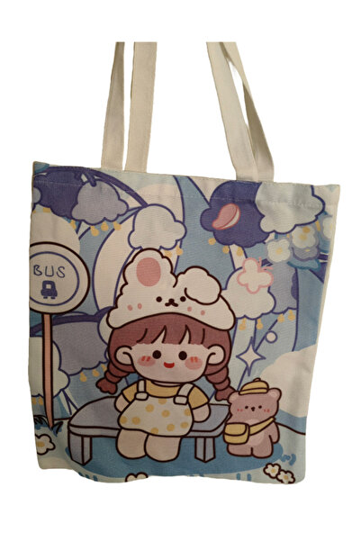 Bluoksweet Kanvas baskılı büyük boy omuz alışveriş yıkanabilir bez kadın çocu...