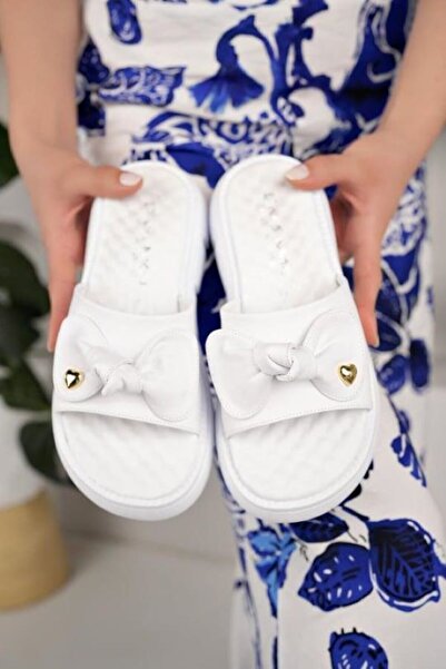 Demashoes Luxury White Women's Slippers - Massage Sole, Comfortable Long Use, Special Sole