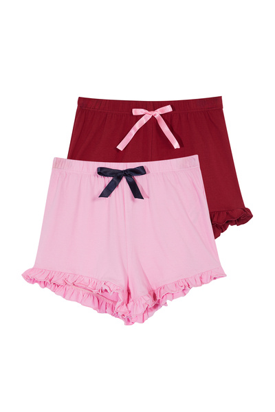 Trendyol kolekcija Roze-bordo 2-pakovanje Pamuk komada sa volanima, traka/ Sa...
