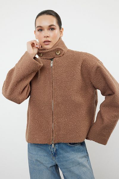 Trendyol Collection Mink Collar Boucle Thin Jacket - TWOAW25MO00086