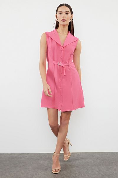 Trendyol Collection Mini Woven Jacket Dress - Pink Belt, TWOSS23EL02049