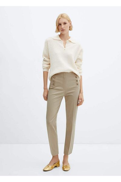 MANGO Woman Short-Legged Buttoned Trousers