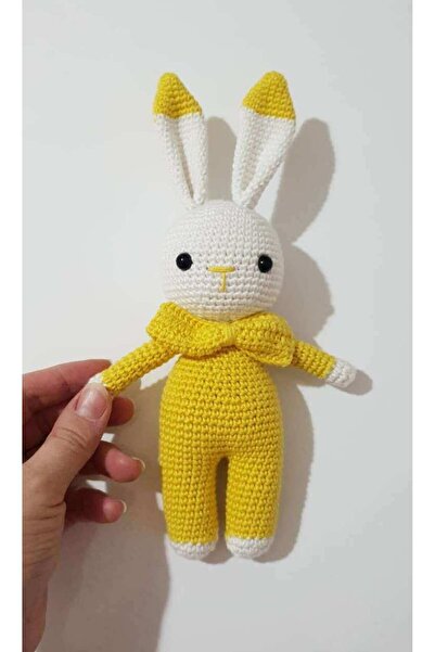 Toyscity Sarı Minik Tavşan Organik Örgü Oyuncak Amigurumi Organik Oyuncak