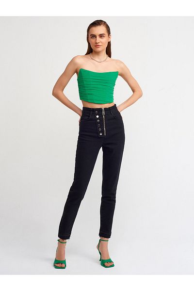 Dilvin 20132 Bustier mit Faltendetail – grün