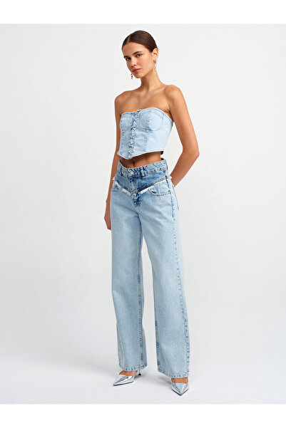 Dilvin 50715 Τζιν με Πουλί Μπουστάκι-Μπλε