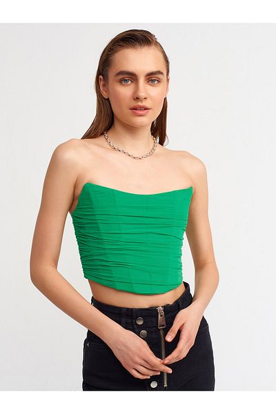 Dilvin 20132 Bustier mit Faltendetail – grün