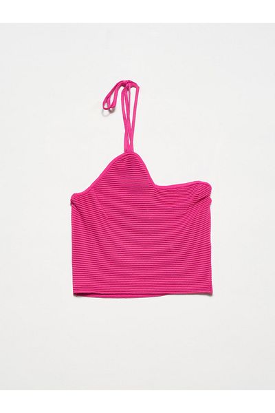 Dilvin 10370 Tricotaj cu șireturi pentru gât Bustieră-Fucsia