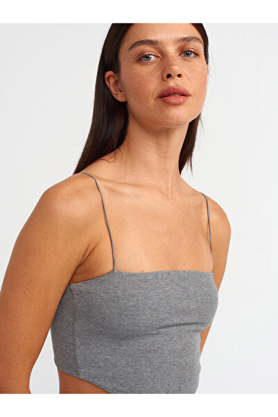 Dilvin 20858 Кроп-топ на бретельках — Анразіт