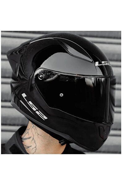 LS2 Rapid 2 Race Full Face Motosiklet Kaskı Yarış Spoiler Şeffaf Siyah Vizörlü