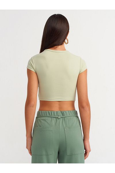 Dilvin 30936 Mint Crop Top - Se potrivește pe corp