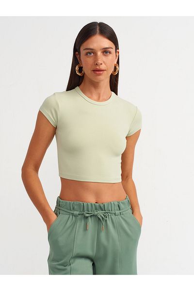Dilvin 30936 Mint Crop Top - Se potrivește pe corp