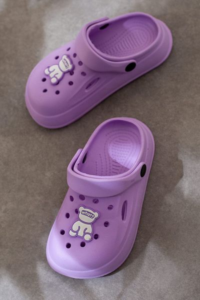 DRY WOOD Children's Closed Front Slippers Children's Cute Slippers, Children's Slippers with Teddy Bear Figure