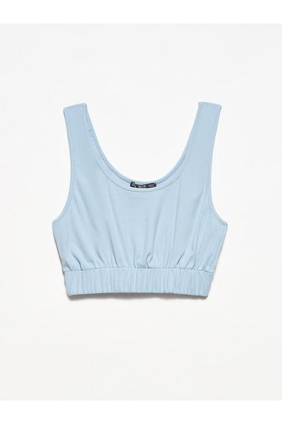 Dilvin 3740 Curea din catifea Top-albastru