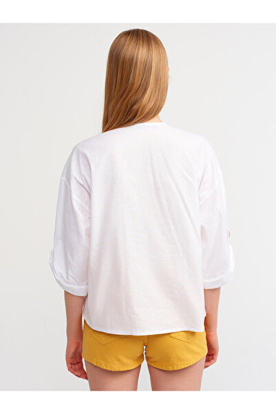 Dilvin 50302 Πουκάμισο Oversize Epaulette-λευκό