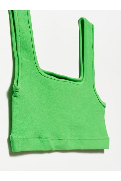 Dilvin 20167 Crop Top-ανοιχτό πράσινο