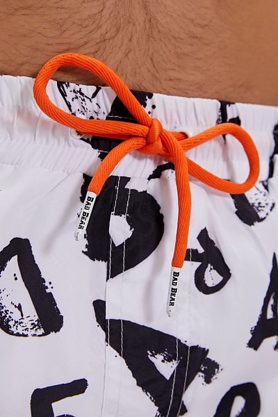 Bad Bear Bling White Printed Men's Swim Shorts