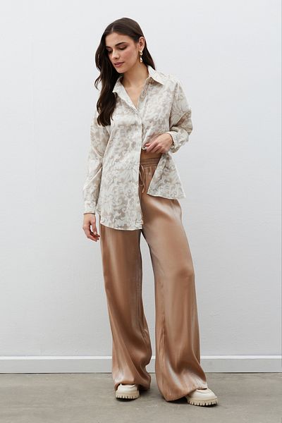 Sateen Pantaloni CAMEL strălucitori - Talie elastică