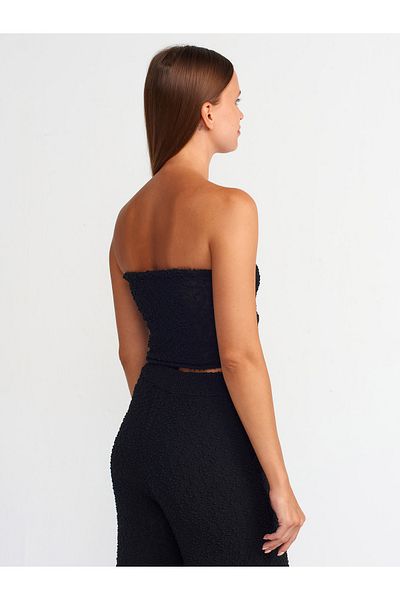 Dilvin 10575 Black Strapless Lined Knitwear Top
