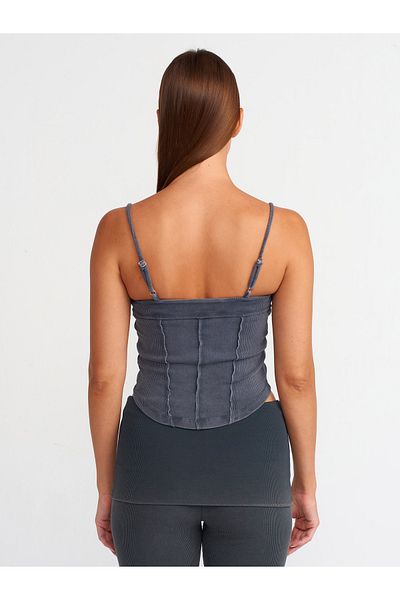 Dilvin 20794 Anthracite Strappy Crop Top