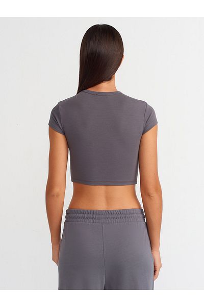 Dilvin Smoked Crop Top - 30936 Body-Sitting Model