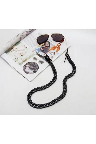 Ephesus Glasses Chain Necklace Sunglasses Holder Black Retro