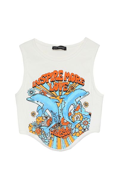 Quzu Crop Tank Top - Λεπτομέρεια εκτύπωσης