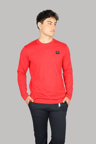 PAUL&SHARK Men's Red T-Shirt - Crew Neck, Short Sleeve, Logo C0P1097-577