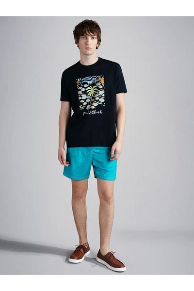 PAUL&SHARK Ανδρικό μπλουζάκι με λογότυπο βαμβακερό κανονικό μονόχρωμο μπλουζάκι 24411110 -013