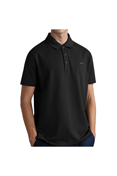 PAUL&SHARK Erkek Polo Yaka Düğme Kapamalı Kısa Kollu Siyah Polo Yaka T-Shirt ...