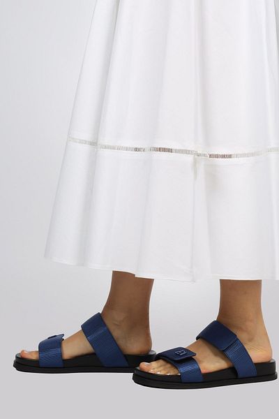 Emporio Armani Women's Logo Flat Sole Comfortable Daily Use Blue Slippers X3P838 XD410-00339