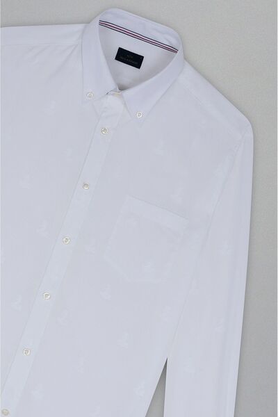 PAUL&SHARK Men's Brand Logo Buttoned Long Sleeve White Shirt24413310-L06