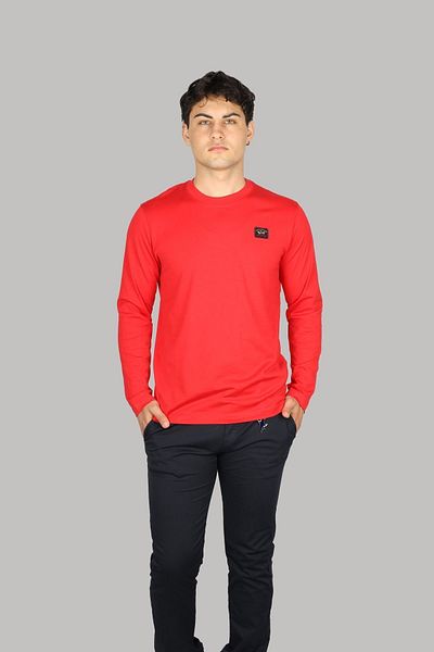 PAUL&SHARK Men's Red T-Shirt - Crew Neck, Short Sleeve, Logo C0P1097-577
