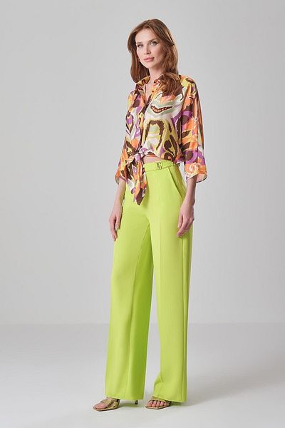 EXPLOSION Pantaloni de damă, cu buzunare, cu croială obișnuită, verde măr, EXP42451-APPLY