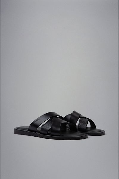 PAUL&SHARK Men's Logo Daily Comfortable Black Slippers24418011-011