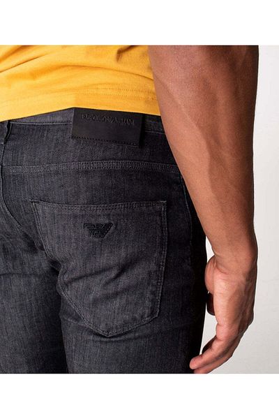 Emporio Armani Ανδρικό βαμβακερό υφαντό ύφασμα με λογότυπο μάρκας μαύρο τζιν 8N1J06 1D85Z-0005