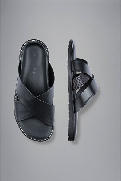 PAUL&SHARK Men's Logo Daily Comfortable Black Slippers24418011-011