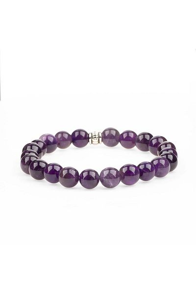 Zeynep Büyükbay 8mm Sphere Cut Natural Amethyst Bracelet