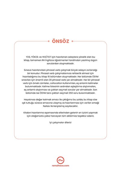 RH Pozitif Yayınları Phrasal Verb Kitabı - Yds / Yökdil / Ydt - 300 Adet Pf - 1750 Adet Soru