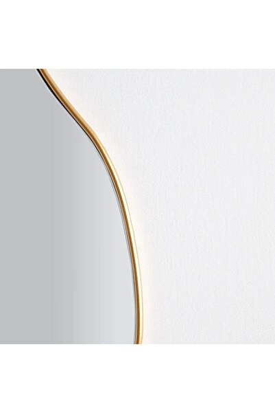 MKS Design 85x85 Gold Çerçeveli Asimetrik Duvar Dekor Aynası / Asimetrik Ayna / Konsol Aynası / Düzensiz Ayna
