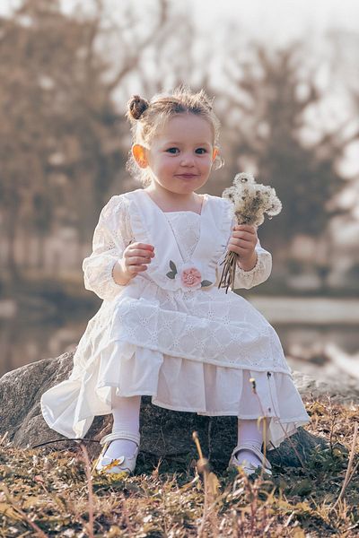 Baby Animals Baby Girl Dress Girls' Dress Birthday Party Wedding Dress Long Sleeve Lined Ruched Baby Giyi