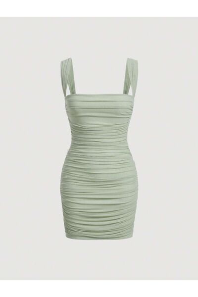 Dressco Lında - Kalın Askılı Büzgü Drapeli Mini Elbise