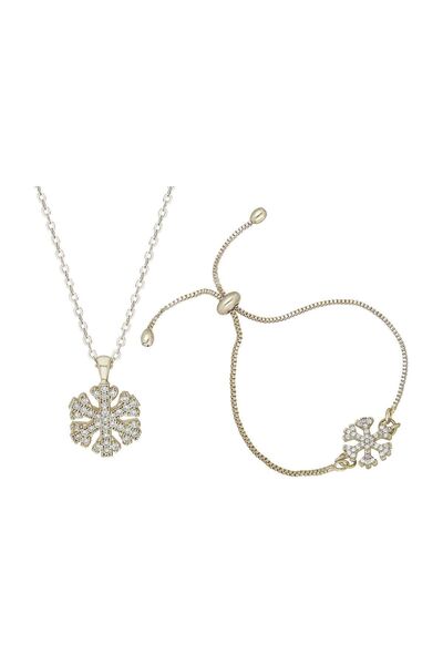 Forentina Kadın Zirkon Taşlı Kartanesi Kolye Bileklik Set - Ps0650