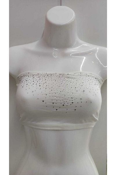 skycott Women's Colorful Strapless Lycra Cotton Jewelled Bustier