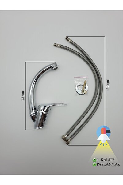 CEVSAN Oynar Başlıklı Mix Kuğu Krom Lavabo Bataryası