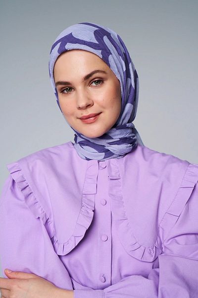 Modakaşmir Lilac Cloud Patterned Bamboo Scarf