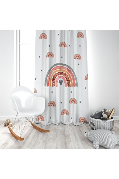 EVSEHOMES طباعة رقمية ملونة على شكل قلب قوس قزح لغرفة الأطفال، ستارة خلفية ذا...
