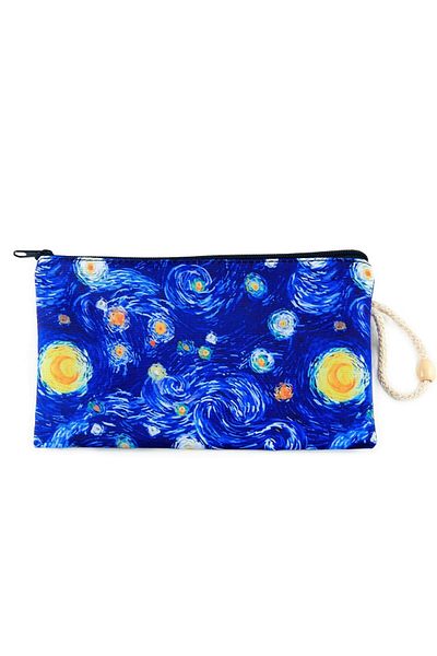 BYBAG Pictură de noapte înstelată cu model Van Gogh - Geantă de machiaj de dimensiuni mari cu fermoar
