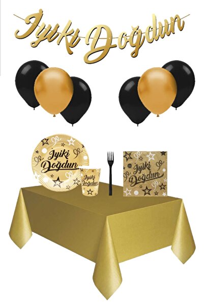 PartylandTR İyi Ki Doğdun 16 Kişilik Gold Yetişkin Parti Seti