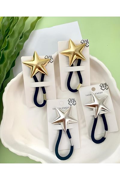 Eylülün Takısı Gold-silver Women's Star Buckle ElasticSetof 2
